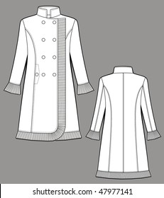 Coat female with a collar, sleeves and pockets