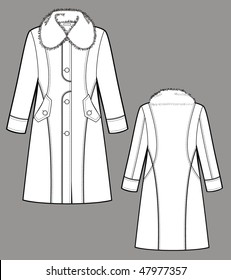 Coat female with a collar, sleeves and pockets