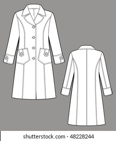 Coat female with a collar, sleeves and pockets