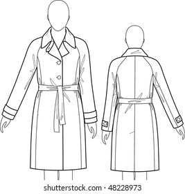 Coat female with a collar, sleeves and pockets