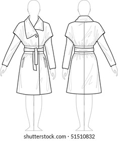 Coat female with a collar, sleeves and pockets