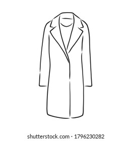 Coat female with long sleeves and pockets. vector. coat, vector sketch illustration