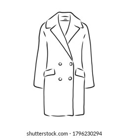 Coat female with long sleeves and pockets. vector. coat, vector sketch illustration
