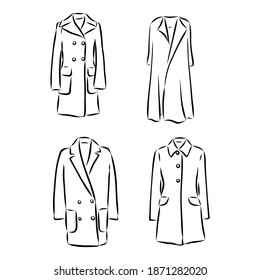 Coat female with long sleeves and pockets. vector. coat, vector sketch illustration. coat vector sketch illustration