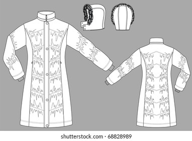 Coat female with long sleeves and pockets