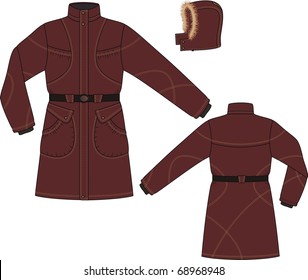 Coat female with long sleeves and pockets
