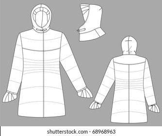 Coat female with long sleeves and pockets