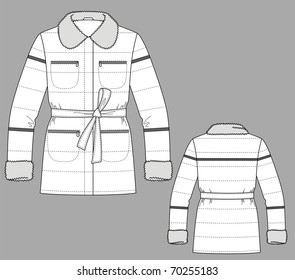 Coat female with long sleeves and pockets