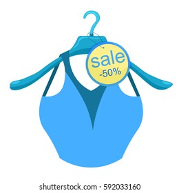 coat hanger with a blue shirt  vector illustration