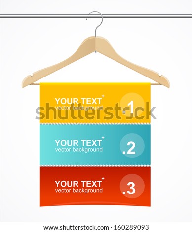 Coat hanger wood like text headers. 1,2,3 concept.