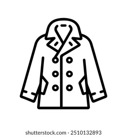 coat icon or modern line symbol. Vector line art and icon design with bold outline. Black and white Pixel Perfect minimalistic symbol isolated white background. Silhouette simple thin sign