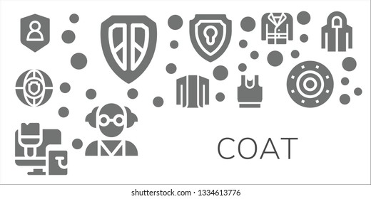 coat icon set. 11 filled coat icons.  Simple modern icons about  - Shield, Cardigan, Paint roller, Clothes, Mad scientist, Coat, Hoodie