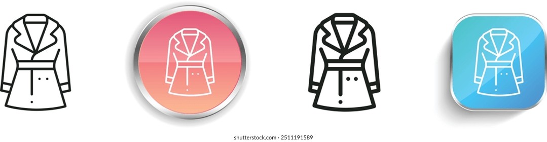 coat icon. Thin Linear, Regular and Button Style Design Isolated On White Background