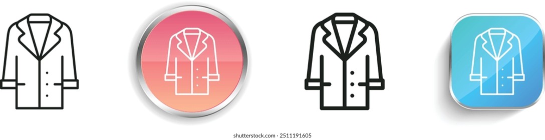 coat icon. Thin Linear, Regular and Button Style Design Isolated On White Background
