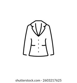 Coat, jacket linear icon. Clothing line customizable illustration. Contour symbol. Vector isolated outline drawing. Editable stroke

