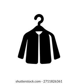 Chaqueta De Abrigo En El Icono De La Percha Aislado Sobre Fondo Blanco 
