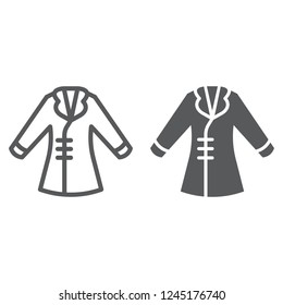 Coat line and glyph icon, clothing and fashion, jacket sign, vector graphics, a linear pattern on a white background, eps 10.