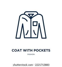 coat with pockets icon from fashion collection. Thin linear coat with pockets, coat, clothes outline icon isolated on white background. Line vector coat with pockets sign, symbol for web and mobile