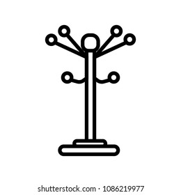 Coat rack black and white silhouette vector illustration. Floor hanger, coat hanger, coat stand