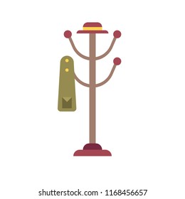 Coat Rack With Hat Icon In Flat Color Design Vector Illustration