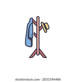 coat rack line colour icon for business website,apps, and many more