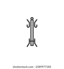 Coat Rack line icon. linear style sign for mobile concept and web design. Standing pole with hooks outline vector icon. Symbol, logo illustration. Vector graphics