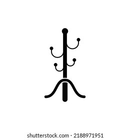 Coat Rack Stand Icon In Black Flat Glyph, Filled Style Isolated On White Background