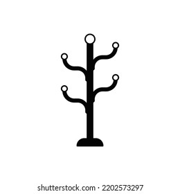 Coat Rack Stand Icon In Black Flat Glyph, Filled Style Isolated On White Background