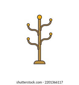 Coat Rack Stand Icon In Color, Isolated On White Background 