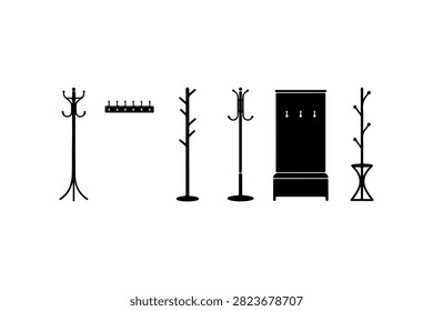 Coat Racks Silhouette Vector Collection Set