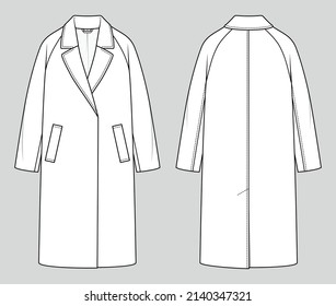 Coat Raglan Sleeves Fashion Sketch Flat Stock Vector (royalty Free 