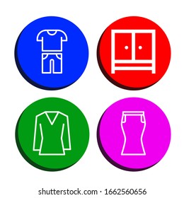 coat simple icons set. Contains such icons as Casual, Wardrobe, Blouse, Skirt, can be used for web, mobile and logo