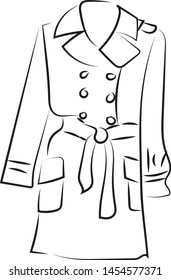 Coat sketch, illustration, vector on white background.