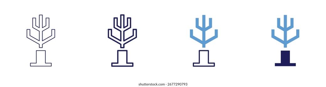 Coat stand icon in 4 different styles. Thin Line, Line, Bold Line, Duotone. Duotone style. Editable stroke.