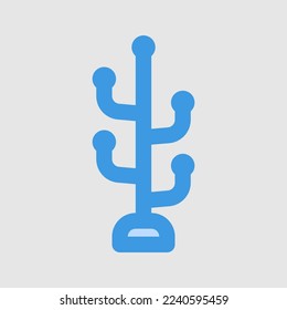 Icono de soporte de abrigo en azul sobre muebles, uso para presentación de aplicaciones móviles en el sitio web
