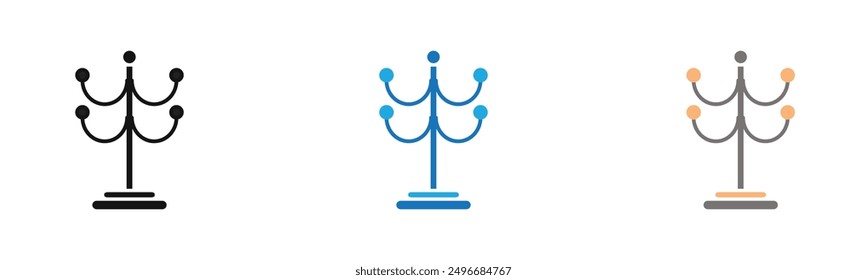 Coat Stand Icon outline collection or set in black and white