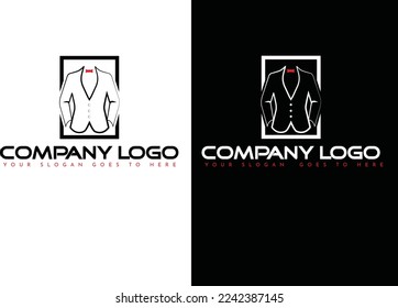 Coat-Krawatte für Business-Design, Vektorbild. Logo-Kleidungsvektor für Geschäftskleidung. Anzug und Tie Logo Symbol Vector. Firmenlogo