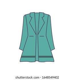 Coat turquoise icon. Simple outline colored vector of woman clothes icons for ui and ux, website or mobile application