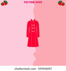 Coat vector  icon. Strawberry Background.