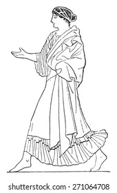 Coat without clasp, vintage engraved illustration. 