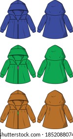 Coat for young girls vector template pattern