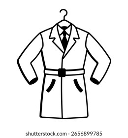 coatUn icono de estilo incompleto que representa el abrigo de ingeniero
