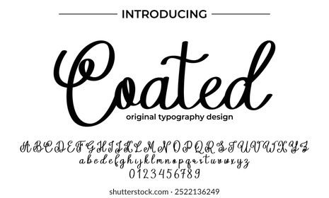 Elegante pincel pintado con letras de Vector mayúsculas, alfabeto, tipografía