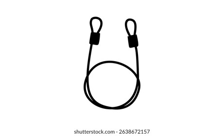 Coated Steel Wire Rope Suspension Cable, black isolated silhouette