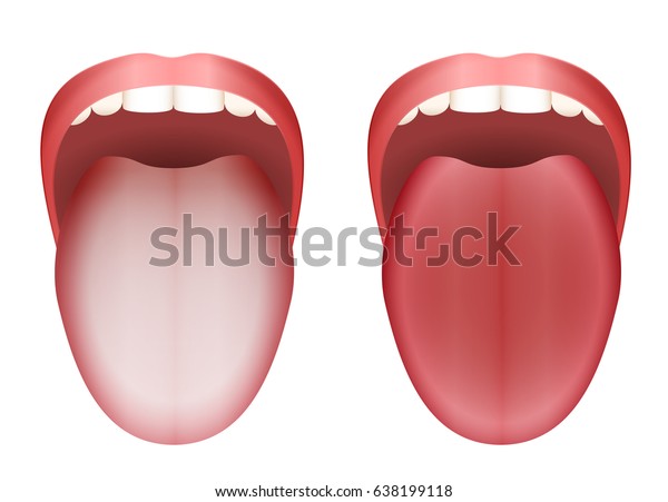 白い背景に白い舌と清潔な健康な舌 分離型ベクターイラスト のベクター画像素材 ロイヤリティフリー