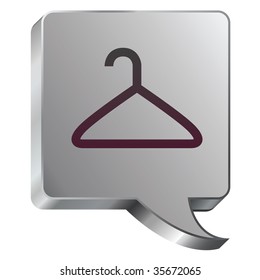 Coathanger Icon On Stainless Steel Modern Industrial Voice Bubble Icon Suitable For Use As A Website Accent, On Promotional Materials, Or In Advertisements.