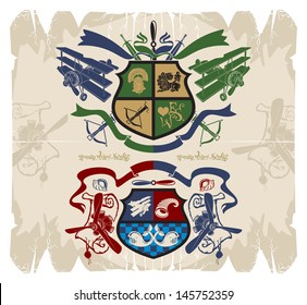 Coats of arms with the airplane, vector