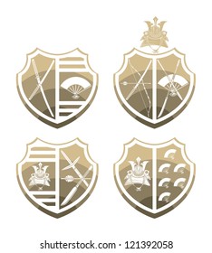 Coats of arms Samurai, vector