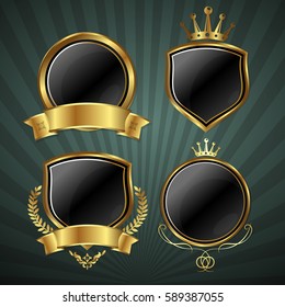 Coats of arms set vector template vector gold
