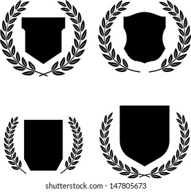 Coats of arms, shields and laurel wreaths vector